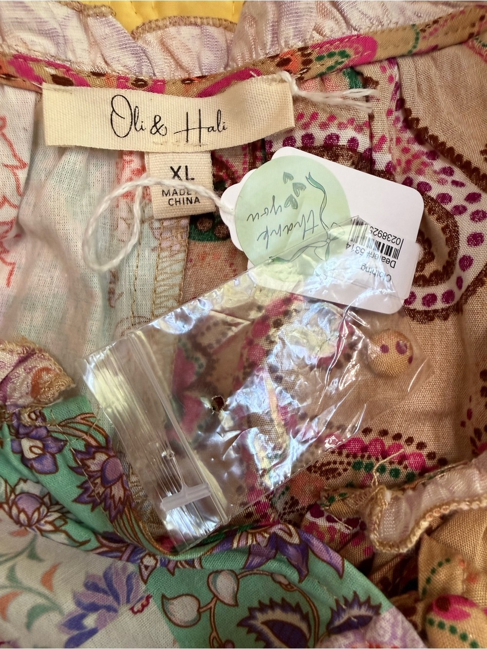 H160 New Oli & Hali XL ptp 23 Boho Patchwork Long-Sleeve Top in Pink Floral - Picture 10 of 10
